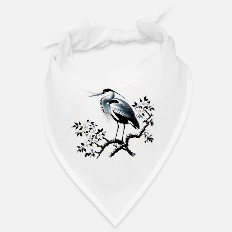 Grey White Heron Japanese Japan Bandana