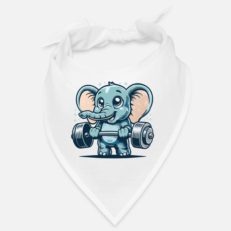 Mignon éléphant de dessin animé faisant de la musculation Bandana