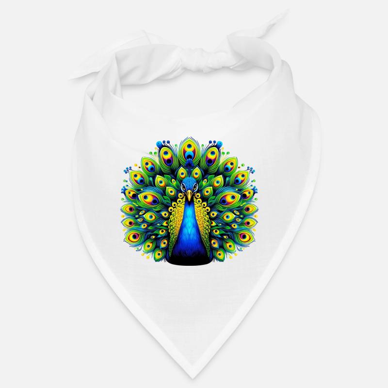 Pfau - Bandana - Weiß