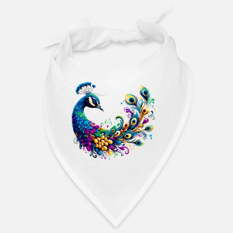 Pfau - Bandana - Weiß