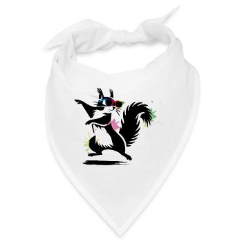 Stylisches Eichhörnchen mit Sonnenbrille Stencil - Bandana - Weiß - Vorne