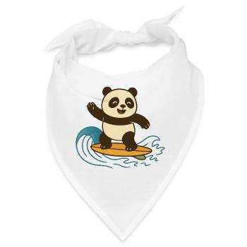 Fröhlicher Panda beim Surfen – Sommer Illustration - Bandana - Weiß - Vorne