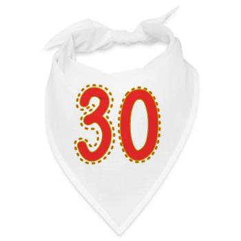 Nummer 30 auf farbigem Blattpapier - Bandana - Weiß - Vorne