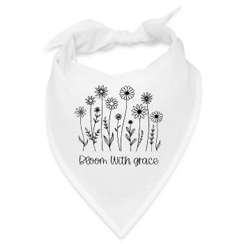 Blüte mit Anmut Wildblume Strichkunst - Bandana - Weiß - Vorne