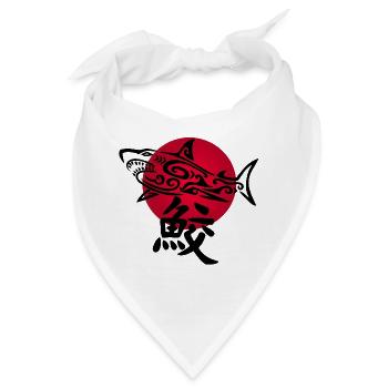 Schwarzer Hai und rote Sonne - Bandana - Weiß - Vorne