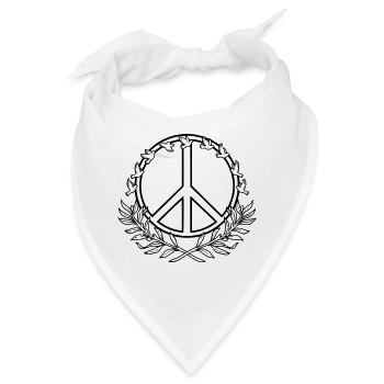 Peacezeichen mit Friedenstauben und Lorbeerzweigen - Bandana - Weiß - Vorne