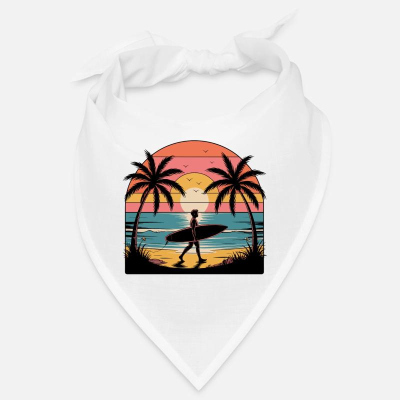Sunset surfer on the beach Bandana