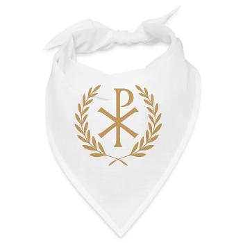 Chi-Rho Kranz Symbol - Bandana - Weiß - Vorne