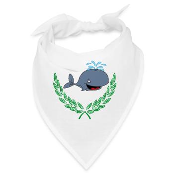 Wal im Lorbeerkranz - Bandana - Weiß - Vorne