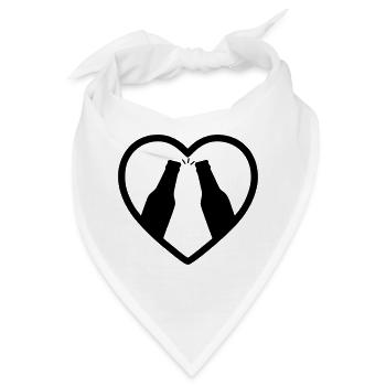 Herzflaschen Bier-Aperitif-Geschenk - Bandana - Weiß - Vorne