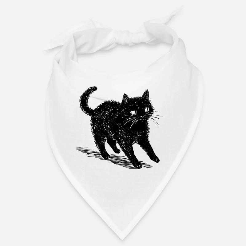 Quirky Black Cat Doodle – Cute & Spooky Vibes Bandana