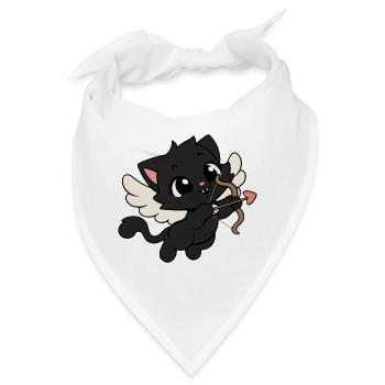 Katzen Amor Cupid Kawaii - Bandana - Weiß - Vorne