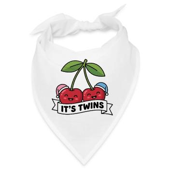 Cherries Twins Es sind Zwillinge Baby-Ankündigung - Bandana - Weiß - Vorne