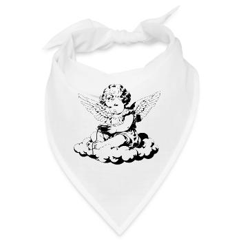 Zockender Cherub – Vintage Engel auf Wolke - Bandana - Weiß - Vorne