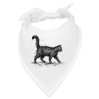 Katze Sketch – Minimalistisches Katzen Design - Bandana - Weiß - Vorne