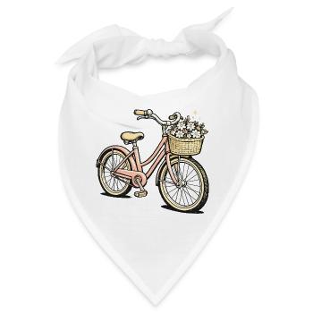 Vintage Fahrrad mit Blumenkorb - Bandana - Weiß - Vorne