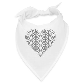 Herz & Lebensblume - Liebe & positive Vibes Shirt - Bandana - Weiß - Vorne