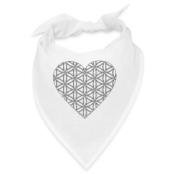 Herz mit Lebensblume - Liebe, Spiritualität & Stil - Bandana - Weiß - Vorne