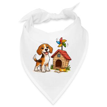 Beagle Hund Lustig Hundehaus Fun Design  - Bandana - Weiß - Vorne