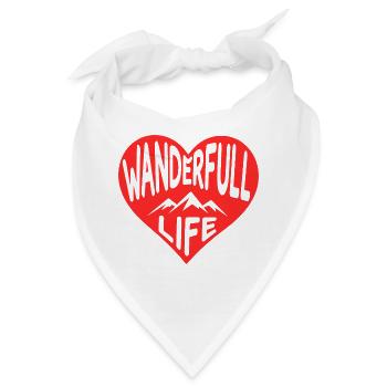Wanderfull Life, Wander-Herz mit Bergsilhouetten - Bandana - Weiß - Vorne