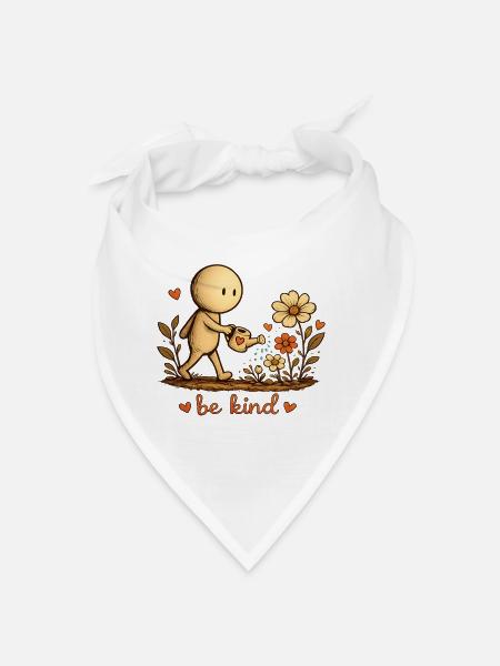 Der kleine Gedanke | Sei gütig | Blumen Shirt - Bandana - Weiß - Vorne