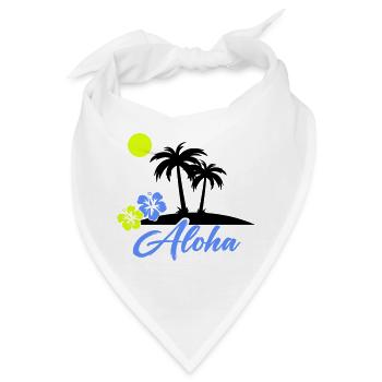 Aloha Hibiskus Neon Script - Bandana - Weiß - Vorne