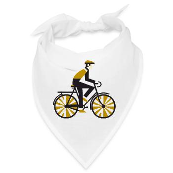 Goldene Radfahrer-Silhouette - Bandana - Weiß - Vorne