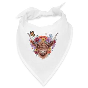Blumenkrone Kuhporträt - Bandana - Weiß - Vorne