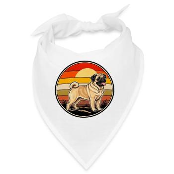 Mops Retro Vintage Sonnenuntergang Design - Bandana - Weiß - Vorne