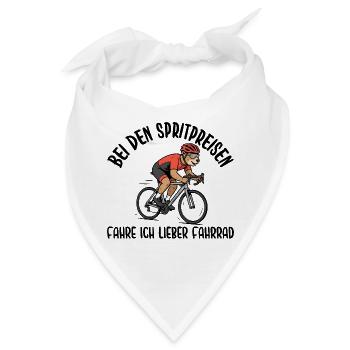 Bei den Spritpreisen fahre ich lieber Fahrrad - Bandana - Weiß - Vorne