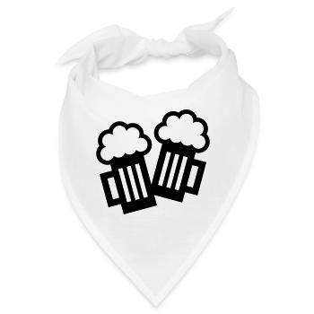 2 Bierkrug Icons Stoßen An (Bier / Maßkrüge / B) - Bandana - Weiß - Vorne