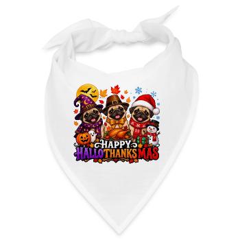 Niedlicher Mops, Halloween, Erntedankfest - Bandana - Weiß - Vorne
