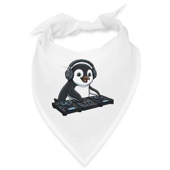 Pinguin DJ Musik Techno Party Comic - Bandana - Weiß - Vorne