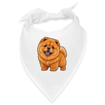 Chow Chow Kawaii Style – Flauschiger Hund - Bandana - Weiß - Vorne