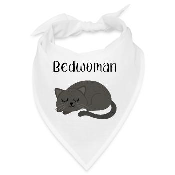 Katzen Nachthemd Schlafanzug Pyjama Bedwoman - Bandana - Weiß - Vorne