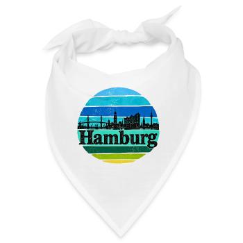 Hamburg Skyline - Sonnenuntergang - Alster - Elbe - Bandana - Weiß - Vorne