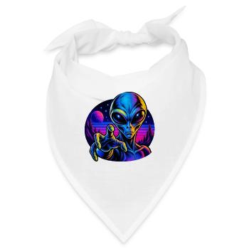 Neonalien Hand im All - Bandana - Weiß - Vorne