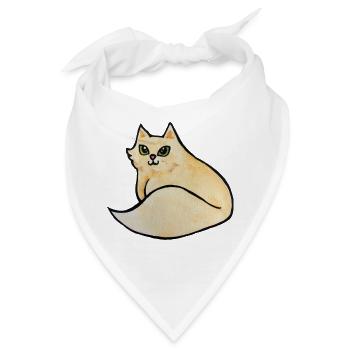 Aquarell-Katzen-Curling-Illustration - Bandana - Weiß - Vorne