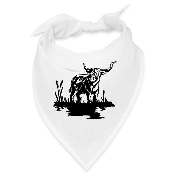 Schwarzes schottisches Highlander-Design - Bandana - Weiß - Vorne