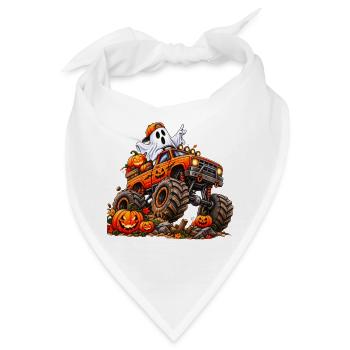 Halloween Monstertruck mit Geist - Bandana - Weiß - Vorne