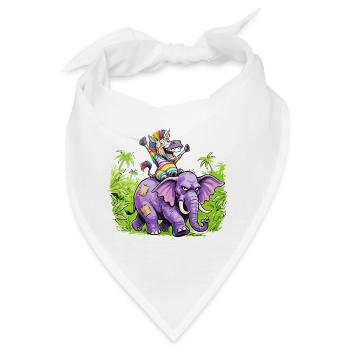 Regenbogen Zebra-Einhorn auf Lila Elefantenritt - Bandana - Weiß - Vorne