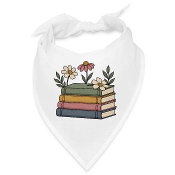 Bücher und Wildblumen - Bandana - Weiß - Vorne