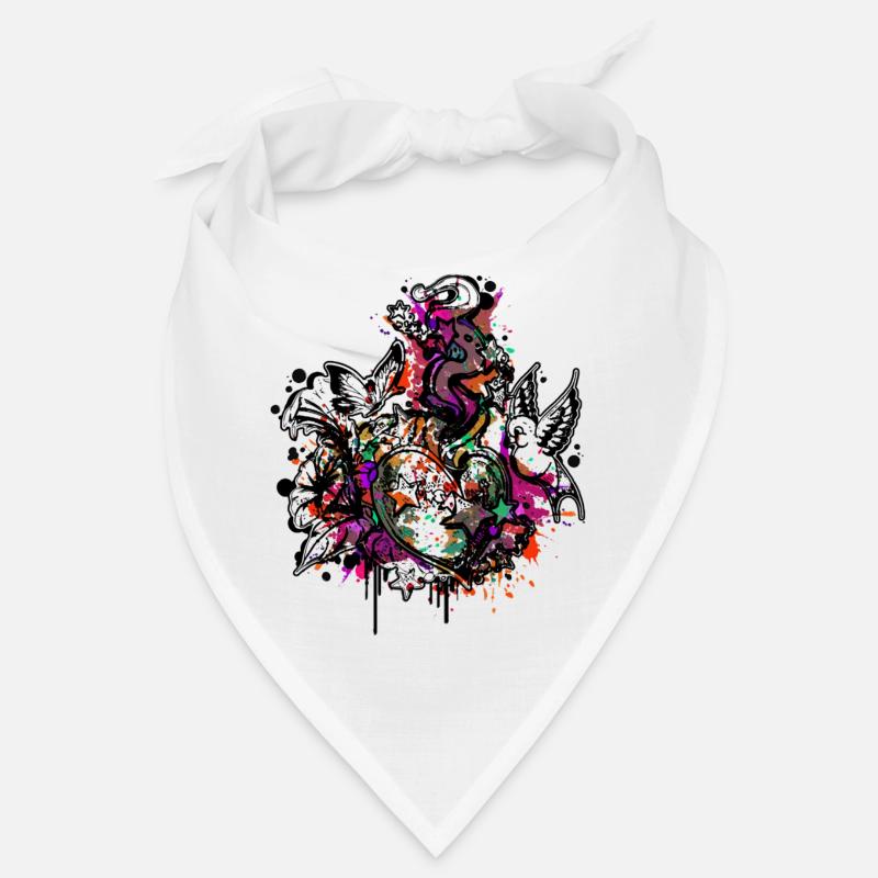 Herz (Blumen & Sterne - Colour Splash) 03 - Bandana - Weiß