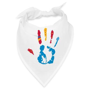 bunter Handabdruck mit verschiedene Formen - Bandana - Weiß - Vorne