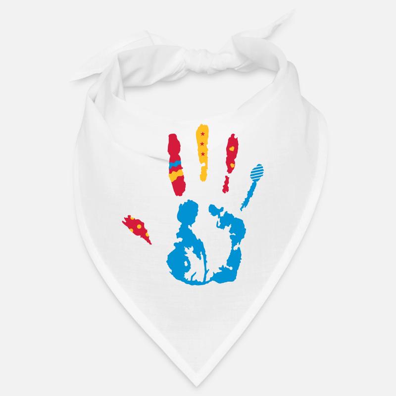 Une empreinte de la main coloré avec diverses Bandana