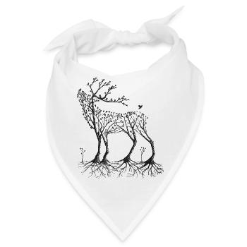 Wald-Hirsch in schwarz - Bandana - Weiß - Vorne