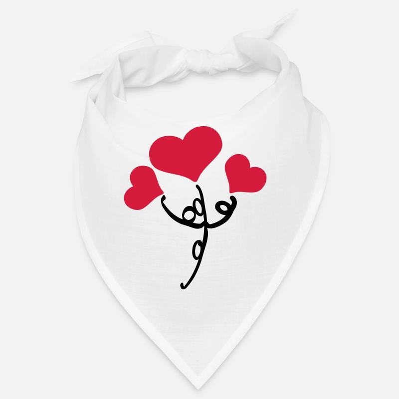Red hearts flower - Bandana - white
