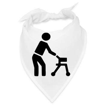 Behinderte Person hinter Rollator # - Bandana - Weiß - Vorne