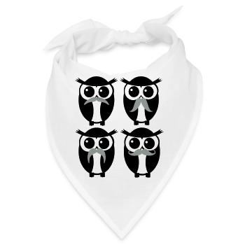 Moustache Owl - Bandana - Weiß - Vorne