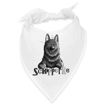 Pfiffiger Schipperke - Hund - Bandana - Weiß - Vorne